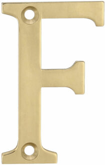 amig Huisnummer/letter F - massief messing - 5cm - incl. bijpassende schroeven - gepolijst