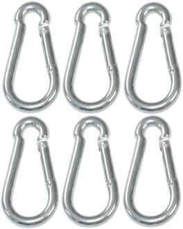 amig Karabijnhaak - 6x - gegalvaniseerd staal - 10 x 100mm - 100kg - musketonhaak