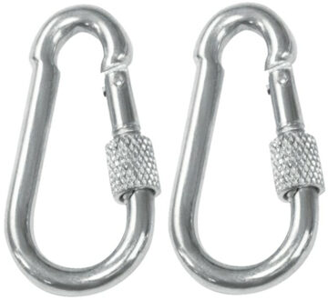 amig Karabijnhaak met schroefsluiting - 2x - 10 x 100mm gegalvaniseerd staal - 120kg - musketonhaak