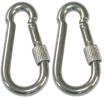amig Karabijnhaak met schroefsluiting - 2x - 6 x 60mm - AISI 316 staal - 120kg - marine kwaliteit