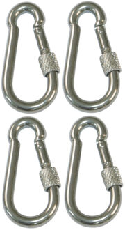 amig Karabijnhaak met schroefsluiting - 4x - 6 x 60mm - AISI 316 staal - 120kg - marine kwaliteit