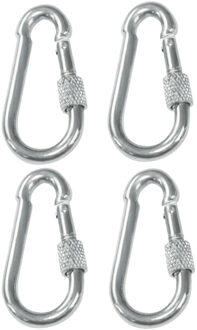 amig Karabijnhaak met schroefsluiting - 4x - 8 x 80mm gegalvaniseerd staal - 120kg - musketonhaak