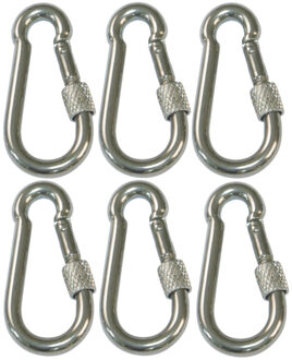 amig Karabijnhaak met schroefsluiting - 6x - 10 x 100mm - AISI 316 staal - 120kg - marine kwaliteit