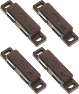 amig magneetsnapper/deurmagneet - 4 stuks - bruin - 7.6 x 1.8 x 1.4 cm - 6 kg