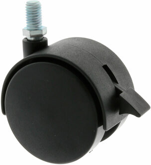 amig meubelwiel/zwenkwiel met rem - 1x - D50mm - M10 schroefbevestiging - 50kg - zwart