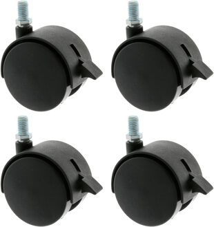 amig meubelwiel/zwenkwiel met rem - 4x - D40mm - M6 schroefbevestiging - 35kg - zwart
