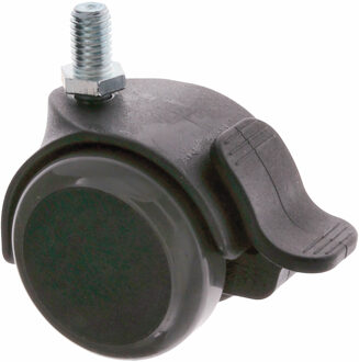 amig meubelwiel/zwenkwiel PU loopvlak met rem - 1x - D50mm - M8 schroefbevestiging - 50kg - zwart