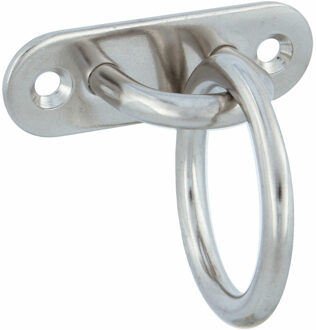 amig Oogplaat met aanlegring - 1x - oogplaat 4.5 x 1.5cm - ring D3cm - rvs - vastzetplaat