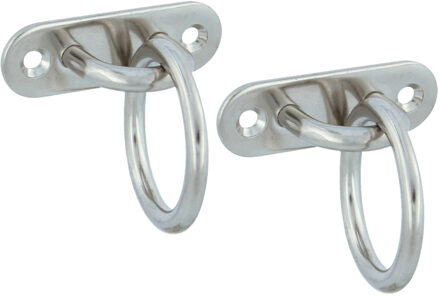 amig Oogplaat met aanlegring - 2x - oogplaat 6 x 2cm - ring D3.6cm - rvs - vastzetplaat