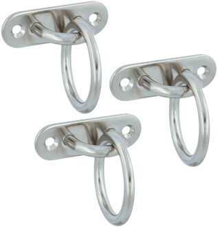 amig Oogplaat met aanlegring - 3x - oogplaat 8 x 2.6cm - ring D4.5cm - rvs - vastzetplaat