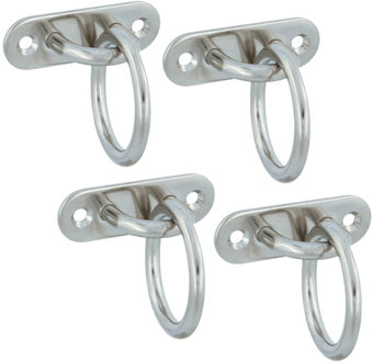 amig Oogplaat met aanlegring - 4x - oogplaat 4.5 x 1.5cm - ring D3cm - rvs - vastzetplaat