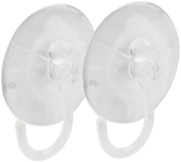 amig Ophanghaken met zuignap - 2x - kunststof - transparant - diameter 5,5 cm