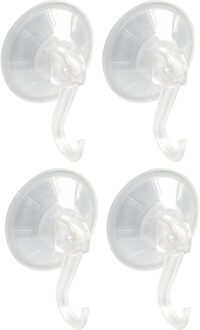 amig Ophanghaken met zuignap - 4x - kunststof - transparant - diameter 5,5 cm