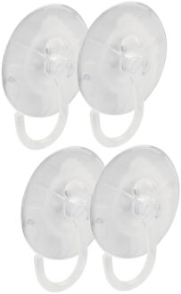amig Ophanghaken met zuignap - 4x - kunststof - transparant - diameter 5,5 cm