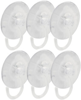 amig Ophanghaken met zuignap - 6x - kunststof - transparant - diameter 4 cm