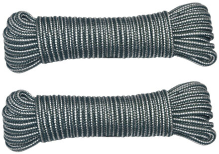 amig Paracord touw - 2x - 15 meter - D4mm - 100kg - PP/PE - legergroen/wit