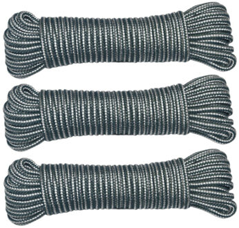 amig Paracord touw - 3x - 10 meter - D4mm - 100kg - PP/PE - legergroen/wit