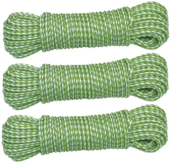amig Paracord touw - 3x - 15 meter - D4mm - 100kg - PP/PE - lichtgroen/wit
