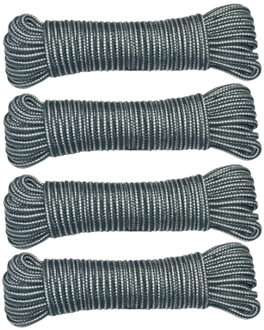 amig Paracord touw - 4x - 10 meter - D4mm - 100kg - PP/PE - legergroen/wit