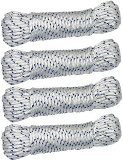 amig paracord touw - 4x - 10 meter - D4mm - 400kg - nylon/polyester - wit/blauw