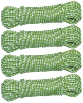 amig Paracord touw - 4x - 20 meter - D4mm - 100kg - PP/PE - lichtgroen/wit