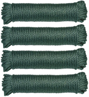 amig paracord touw - 4x - 20 meter - D5mm - 110kg - polypropyleen - groen