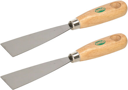 amig Plamuurmes - 2x - werkbreedte 40 mm - conisch geslepen staal - houten greep
