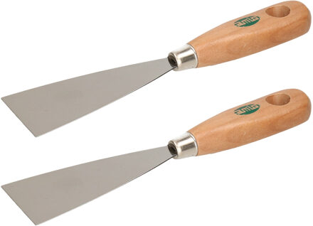 amig Plamuurmes - 2x - werkbreedte 50 mm - roestvrij staal - hout - Plamuurmessen