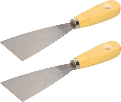 amig Plamuurmes - 2x - werkbreedte 70 mm - roestvrij staal - houten greep