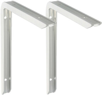 amig Plankdrager/planksteun - 2x - aluminium - gelakt zilver - H150 x B100 mm - max gewicht 90 kg - Plankdragers Zilverkleurig