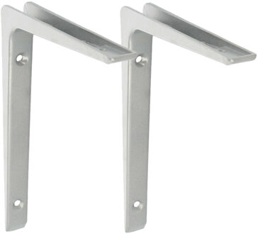 amig Plankdrager/planksteun - 2x - aluminium - gelakt zilvergrijs - H150 x B100 mm - Plankdragers Zilverkleurig
