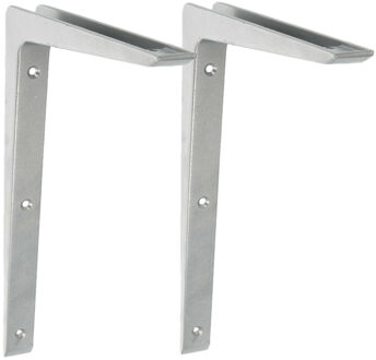 amig Plankdrager/planksteun - 2x - aluminium - gelakt zilvergrijs - H250 x B200 mm - Plankdragers Zilverkleurig