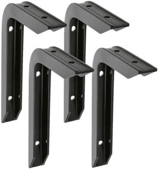 amig Plankdrager/planksteun van aluminium - 4x - gelakt zwart - H150 x B100 mm - heavy support