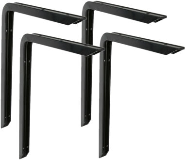 amig Plankdrager/planksteun van aluminium - 4x - gelakt zwart - H350 x B200 mm - heavy support