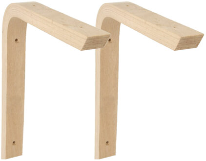 amig Plankdrager/planksteun van hout - 2x - lichtbruin - H250 x B200 mm