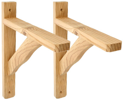 amig Plankdrager/planksteun van hout - 2x - lichtbruin - H320 x B280 mm - Tot 105 kg - Plankdragers