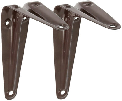 amig Plankdrager/planksteun van metaal - 2x - gelakt bruin - 150 x 125 mm