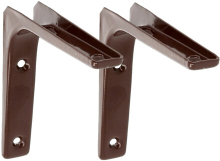 amig Plankdrager/planksteun van metaal - 2x - gelakt bruin - H125 x B125 mm