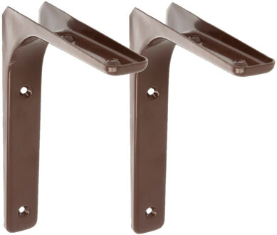 amig Plankdrager/planksteun van metaal - 2x - gelakt bruin - H200 x B250 mm