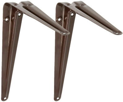 amig Plankdrager/planksteun van metaal - 2x - gelakt bruin - H250 x B200 mm