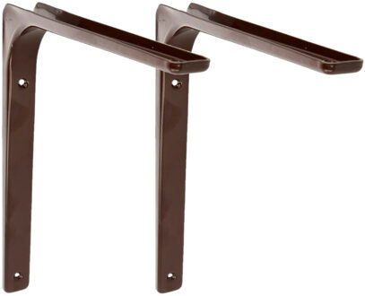 amig Plankdrager/planksteun van metaal - 2x - gelakt bruin - H250 x B300 mm