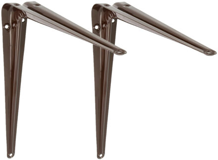 amig Plankdrager/planksteun van metaal - 2x - gelakt bruin - H350 x B300 mm
