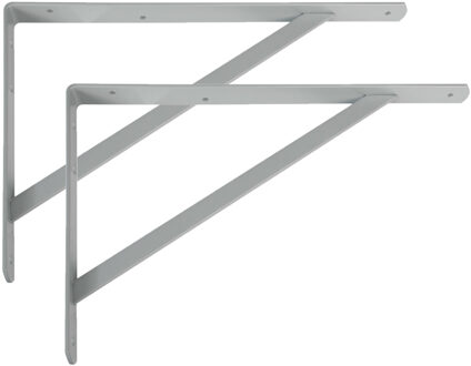 amig Plankdrager/planksteun van metaal - 2x - gelakt grijs - H250 x B200 mm - Tot 320 kg