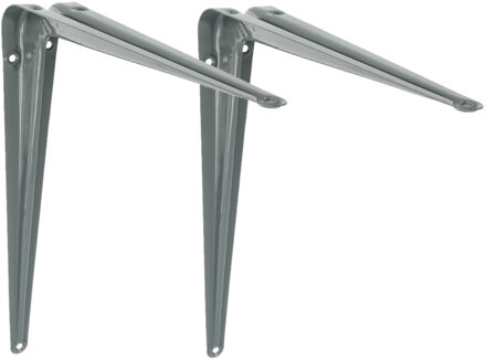 amig Plankdrager/planksteun van metaal - 2x - gelakt grijs - H400 x B350 mm - Plankdragers
