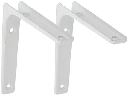 amig Plankdrager/planksteun van metaal - 2x - gelakt wit - H125 x B125 mm