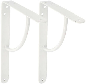 amig Plankdrager/planksteun van metaal - 2x - gelakt wit - H150 x B125 mm - Tot 110 kg