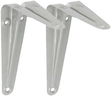 amig Plankdrager/planksteun van metaal - 2x - gelakt zilver - 150 x 125 mm