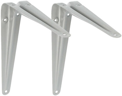 amig Plankdrager/planksteun van metaal - 2x - gelakt zilver - H175 x B150 mm