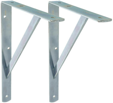 amig Plankdrager/planksteun van metaal - 2x - gelakt zilver - H600 x B375 mm - Tot 150 kg