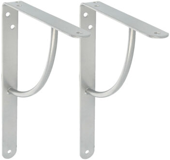 amig Plankdrager/planksteun van metaal - 2x - gelakt zilvergrijs - H200 x B150 mm - Tot 105 kg